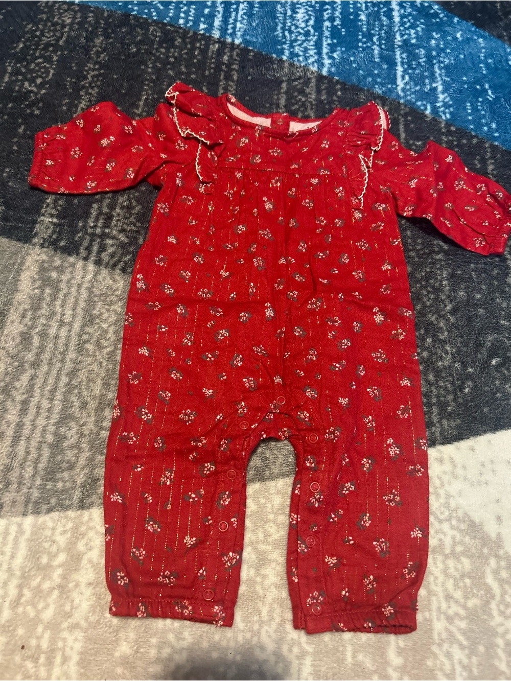 cloud island Red Floral Baby One-Piece Footie